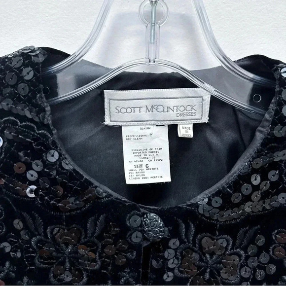 Vintage Scott McClintock Black Velvet & Sequin Blazer Jacket Size 6 - Picture 2 of 7